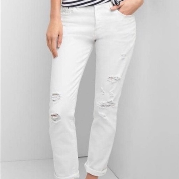 GAP Denim - ⭐️ Gap Slim Crop White Distressed Boyfriend Jeans 24